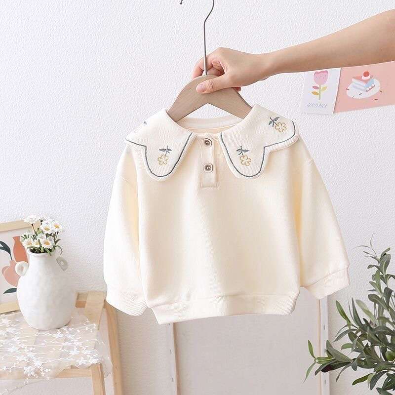 ベビー服  刺繍入り襟付きベビースウェット