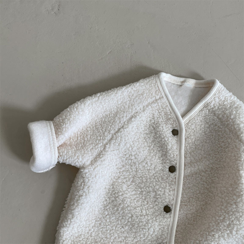 秋冬ボア素材長袖ロンパース