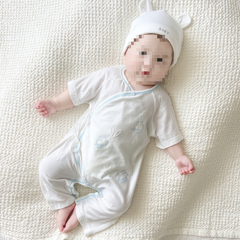 ベビー服 くまさん耳付き帽子と和風打ち合わせ肌着セット