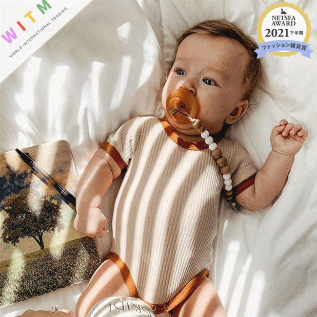 ベビー服 春夏新作 韓国風リブ編みロンパース 赤ちゃん用綿素材