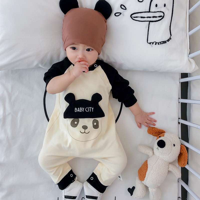 ベビー服  動物モチーフ付きベビーロンパース