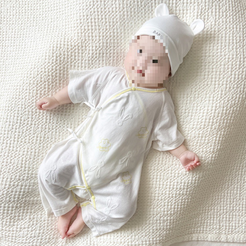 ベビー服 くまさん耳付き帽子と和風打ち合わせ肌着セット