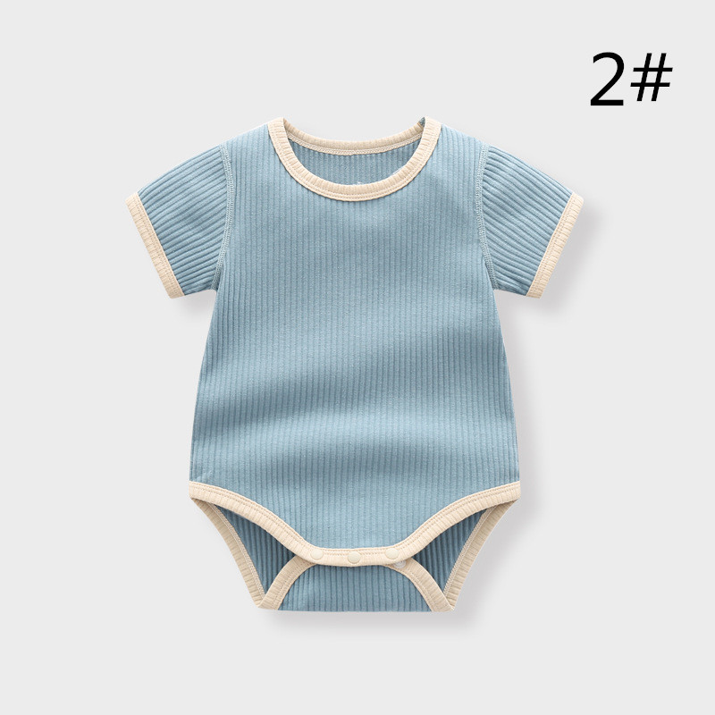 ベビー服 春夏新作 韓国風リブ編みロンパース 赤ちゃん用綿素材