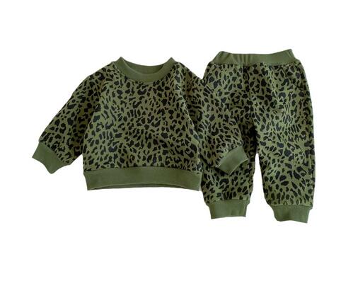 豹柄長袖上下セット薄手ベビー服トップスパンツ