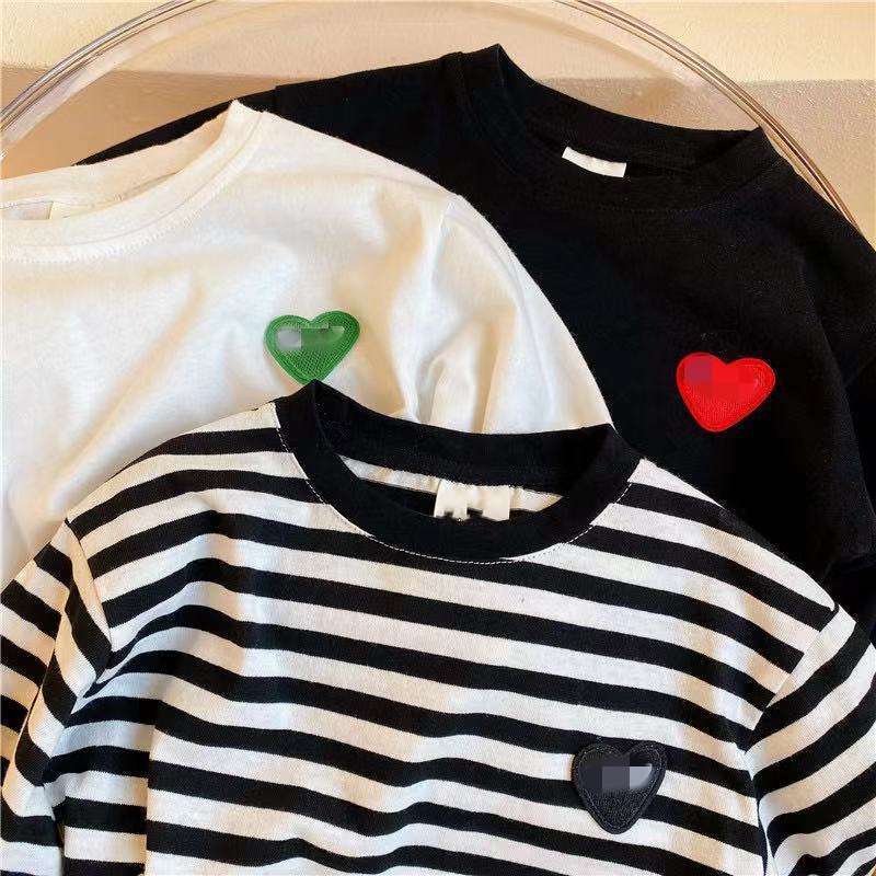ベビー服  ハートワッペン付きベビー長袖シャツ