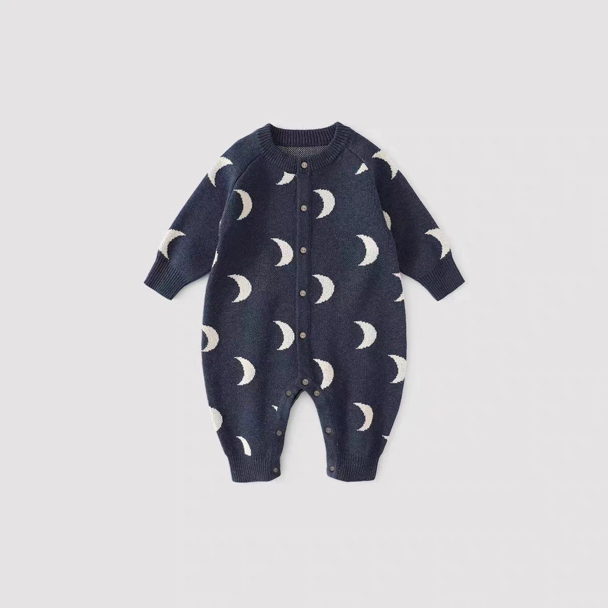 ベビー服 秋ジャカードニットロンパース可愛い柄4色展開