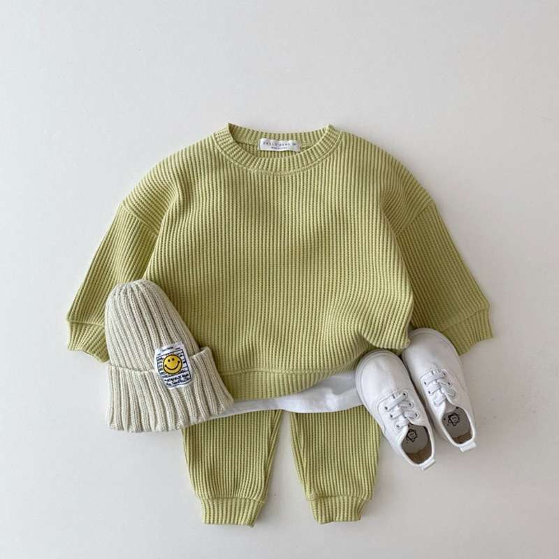 ベビー服 リブ編みセットアップ
