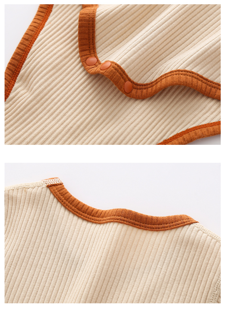 ベビー服 春夏新作 韓国風リブ編みロンパース 赤ちゃん用綿素材