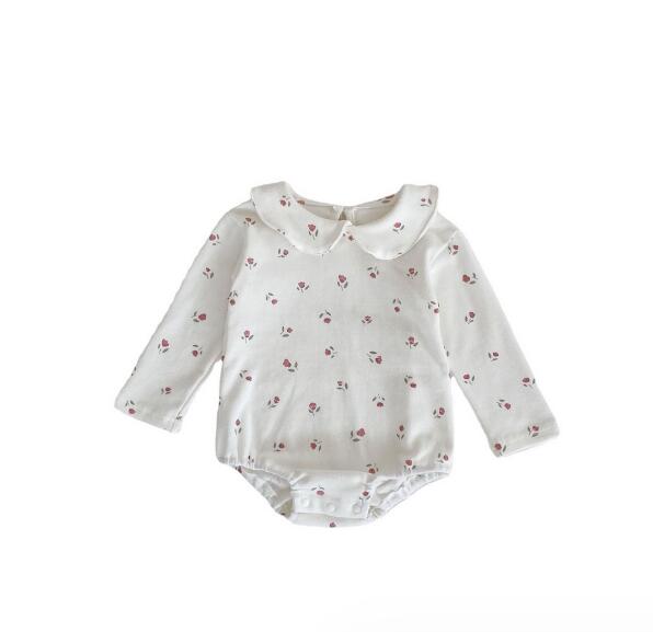 ベビー服 新生児用長袖ロンパース おしゃれな襟付きボディスーツ