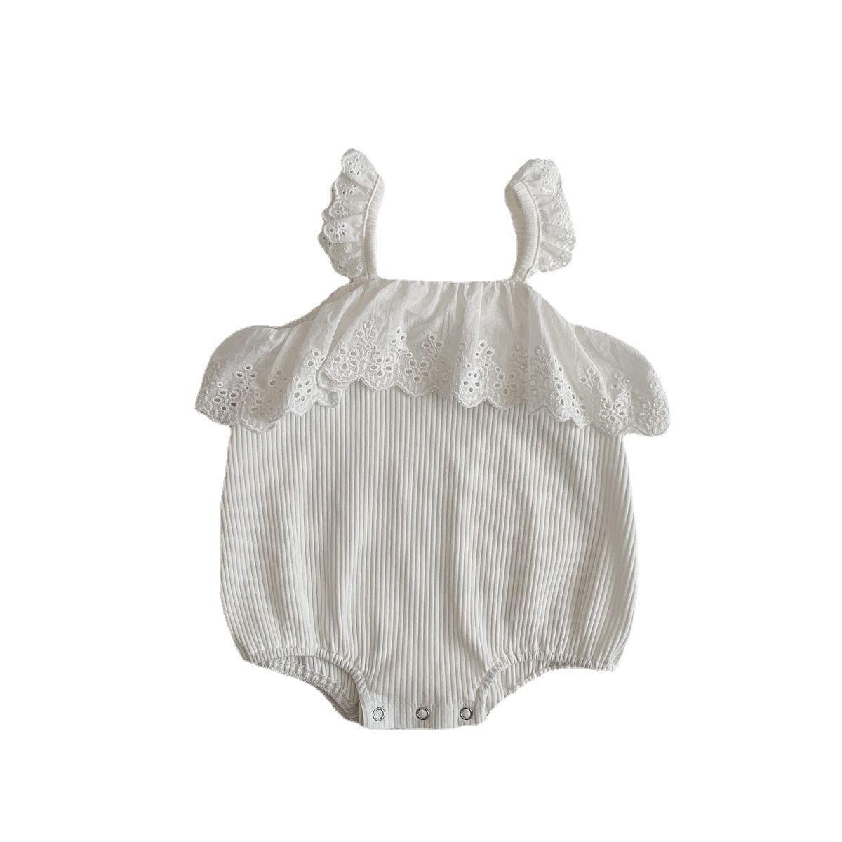 韓国風レース襟ロンパース 白色可愛いベビー服