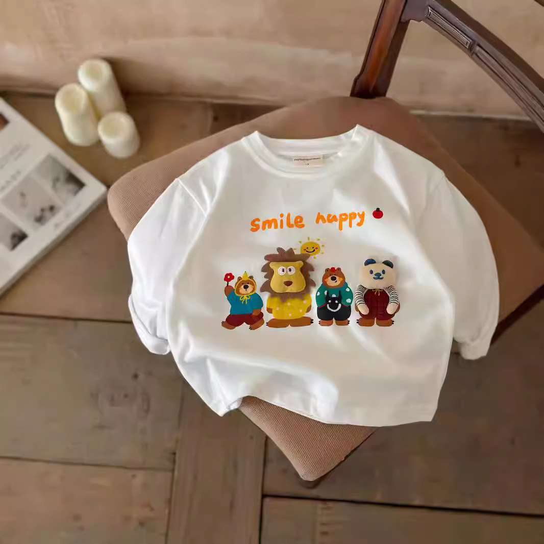 ベビー服  にこにこどうぶつ柄ベビー長袖Tシャツ