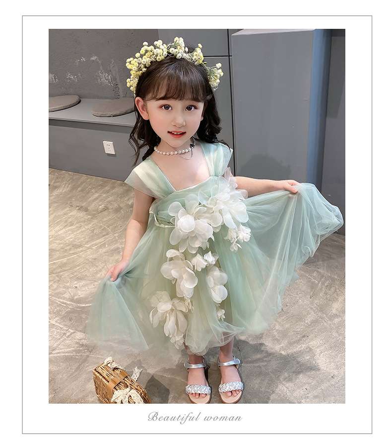 ベビー服  花飾りチュールベビードレス
