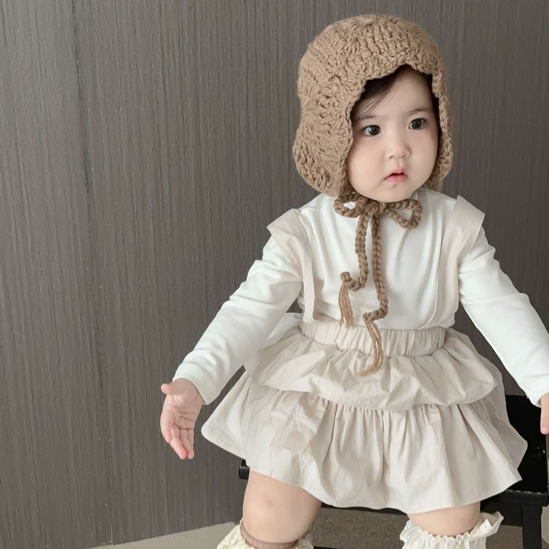 ベビー服 ふんわりティアードベビーワンピース