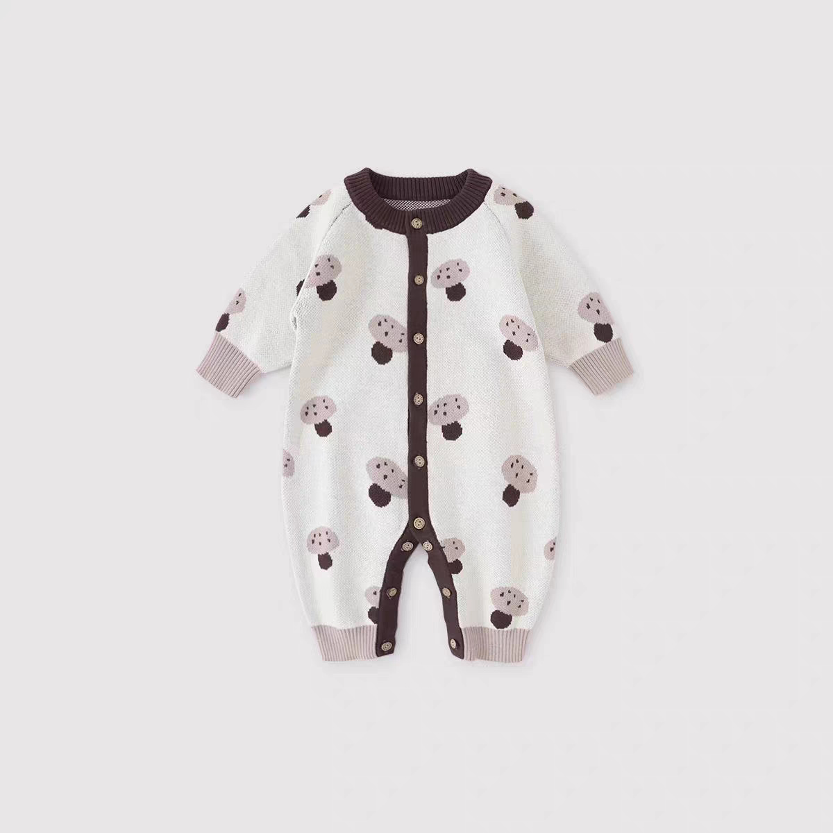 ベビー服 秋ジャカードニットロンパース可愛い柄4色展開