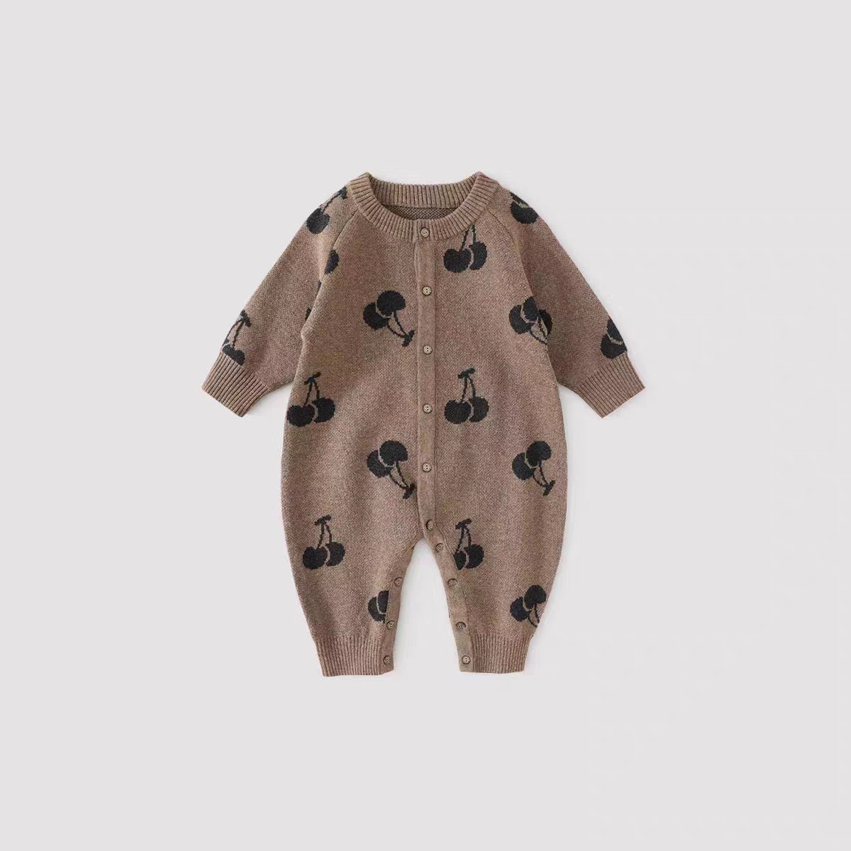 ベビー服 秋ジャカードニットロンパース可愛い柄4色展開