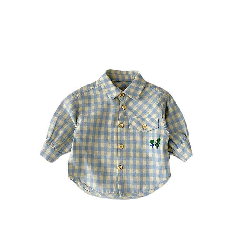 ベビー服  ギンガムチェック柄ベビー長袖シャツ