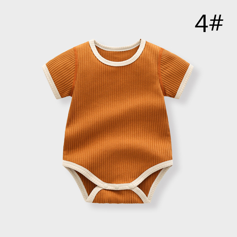 ベビー服 春夏新作 韓国風リブ編みロンパース 赤ちゃん用綿素材