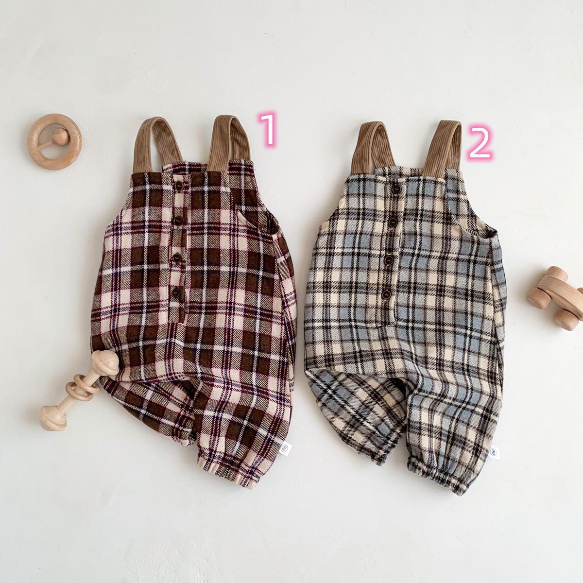 ベビー服 2023新作 チェック柄ロンパース 可愛い連体服 子供服