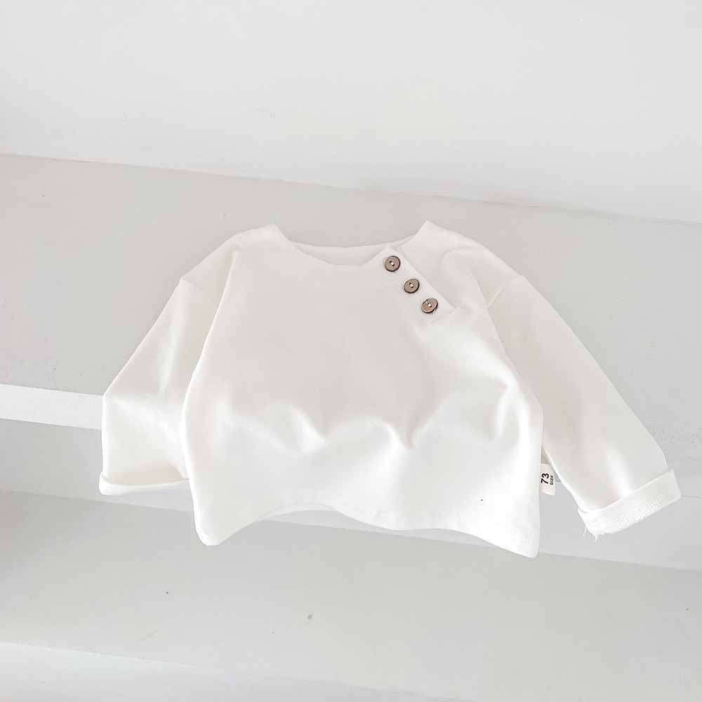 ベビー服  ベビー用ボタン付き長袖カットソー