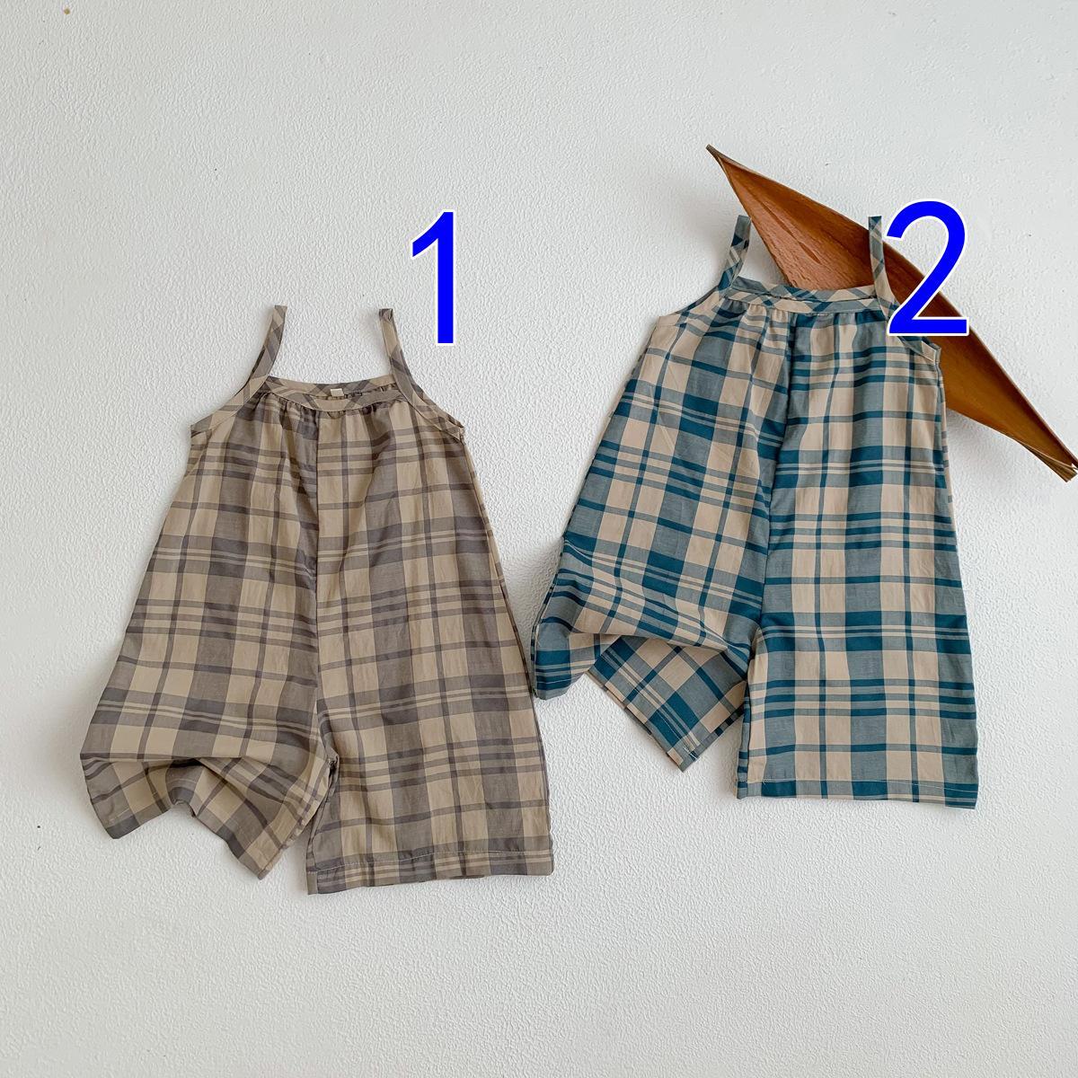 ベビー服 韓国風チェック柄ロンパース 可愛いベビー連体服