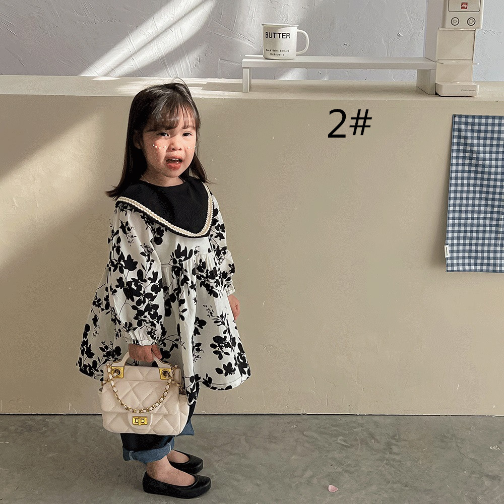 ベビー服 花柄ロンパース 女の子 韓国風 長袖 可愛い襟付き