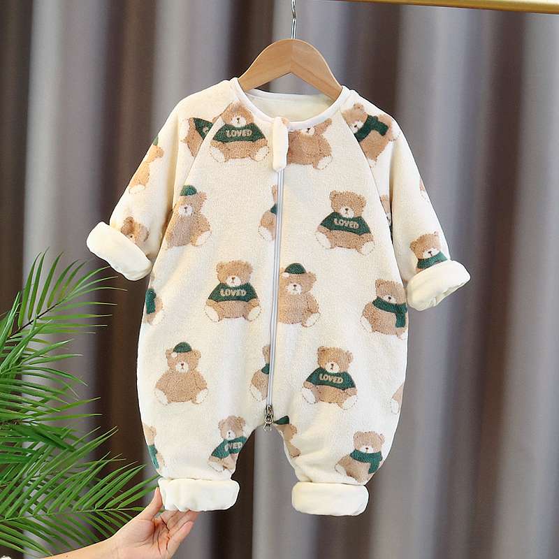 ベビー服  動物柄ふわふわロンパース3種セット