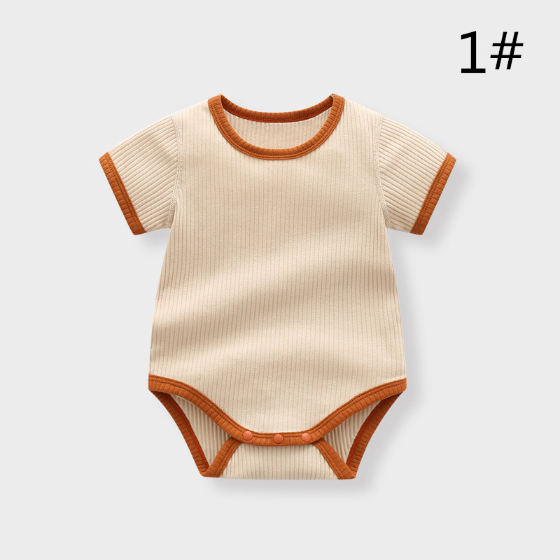 ベビー服 春夏新作 韓国風リブ編みロンパース 赤ちゃん用綿素材