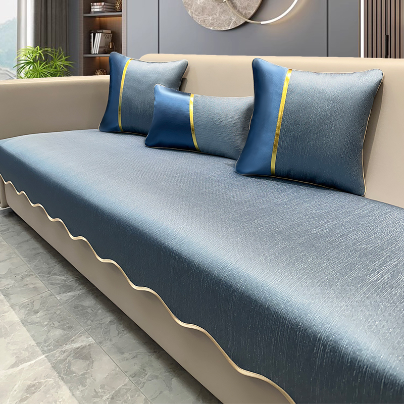 ソファーカバー 波縁デザイン高級質感ソファーカバー二人掛け用