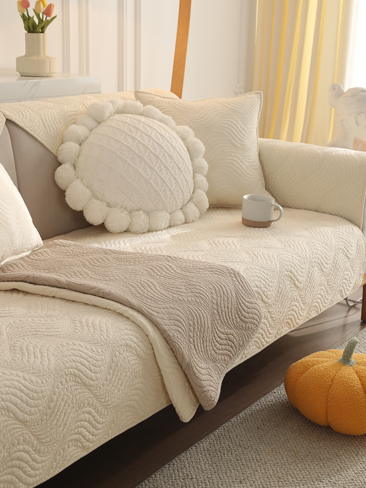 ソファーカバー 波模様キルティング加工二人掛け専用保護カバー
