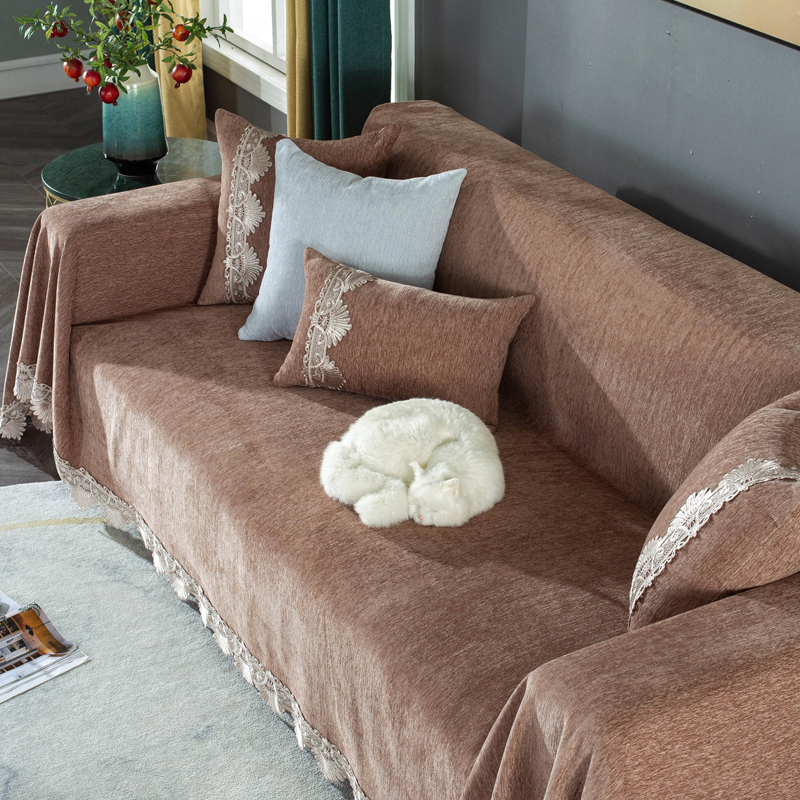 ソファーカバー フリンジ装飾付き上品マルチカバー