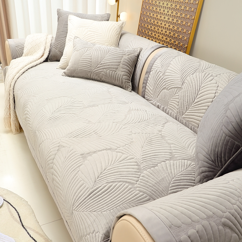 ソファーカバー 立体羽根模様キルティング伸縮ソファーカバー