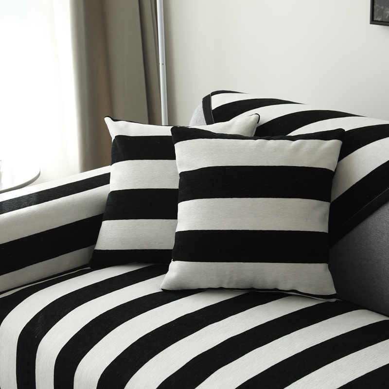 ソファーカバー 横縞模様の伸縮性ソファーカバー三人掛け用