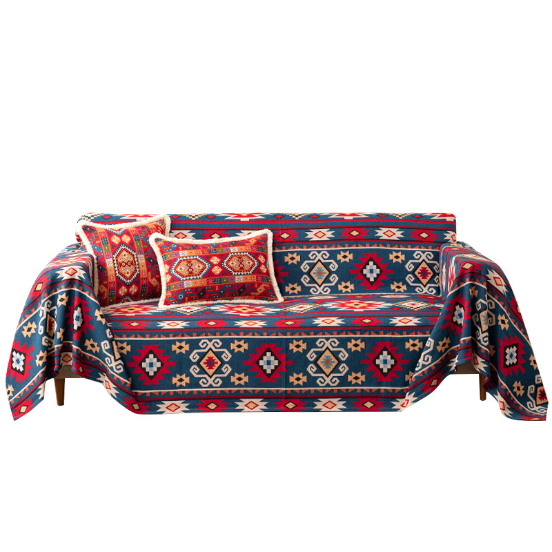 ソファーカバー 民族調幾何学模様織物ソファーカバー
