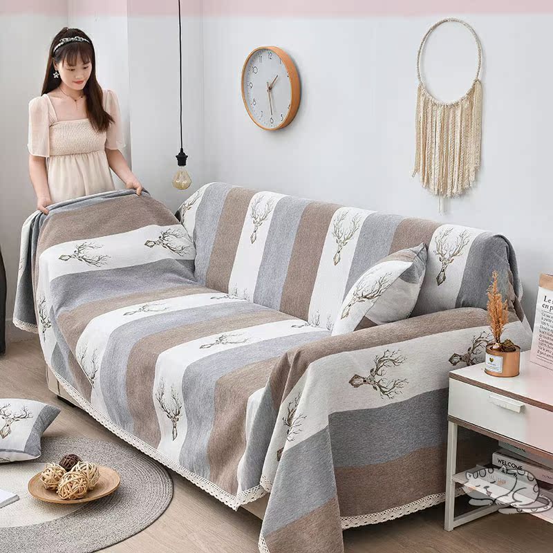 ソファーカバー 波模様北欧風マルチカバー２人掛け用