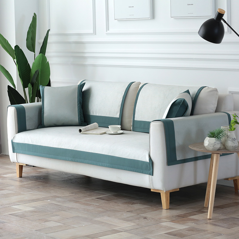 ソファーカバー 縁取り装飾付き上質ソファーカバー二人掛け用