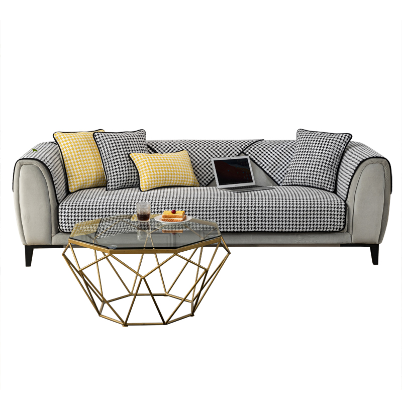 ソファーカバー 千鳥格子柄モダンスタイル2人掛けソファーカバー