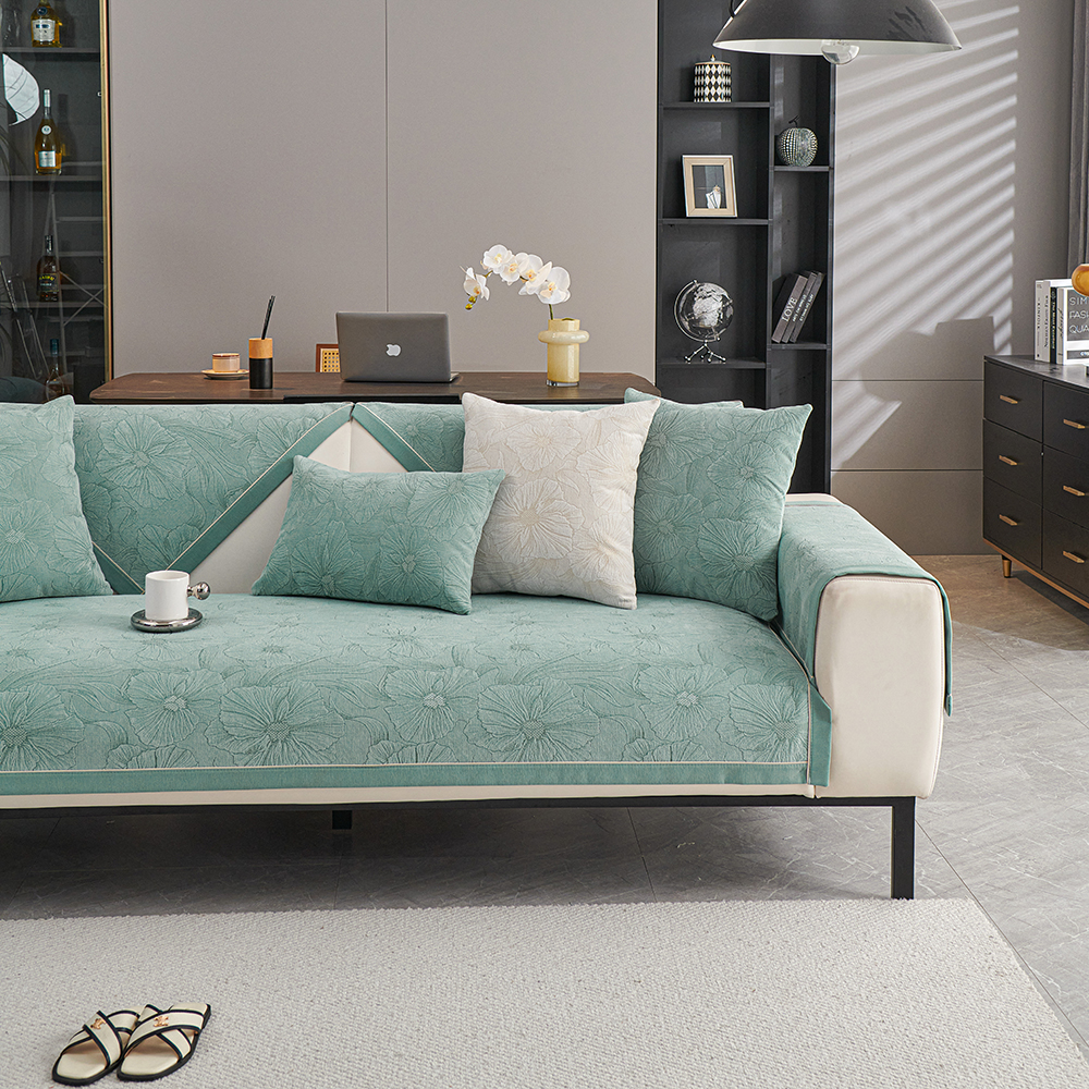 ソファーカバー 花柄刺繍入り高級感ソファーカバー