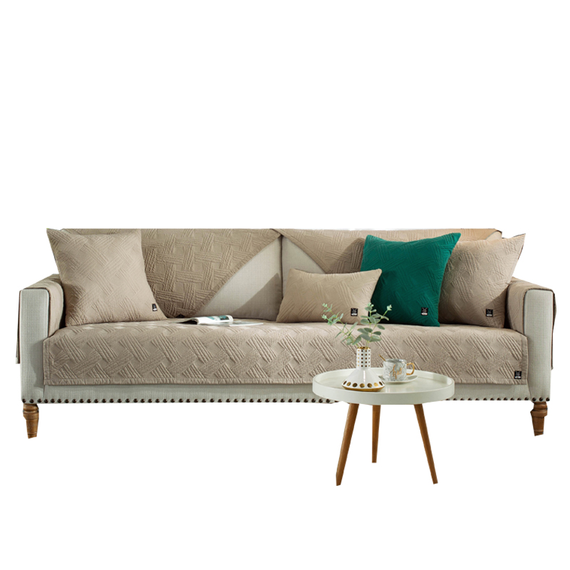 ソファーカバー 幾何学模様キルティング滑り止め付き2人掛け座面カバー