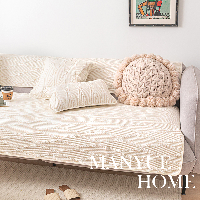 ソファーカバー 編み込み風ジグザグ模様のソファーカバー