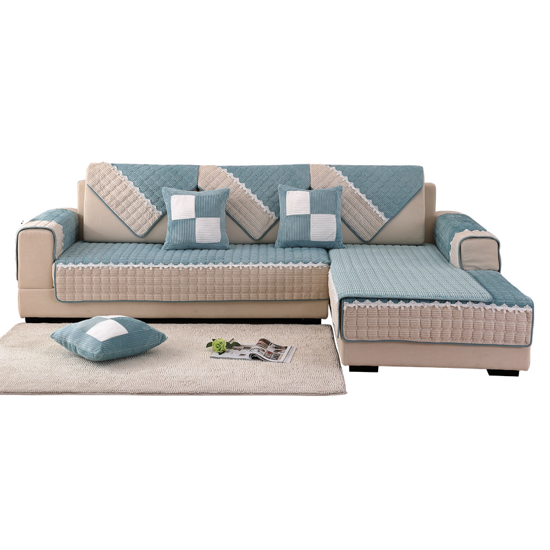 ソファーカバー 上品レース縁取り キルティング三人掛けソファーカバー