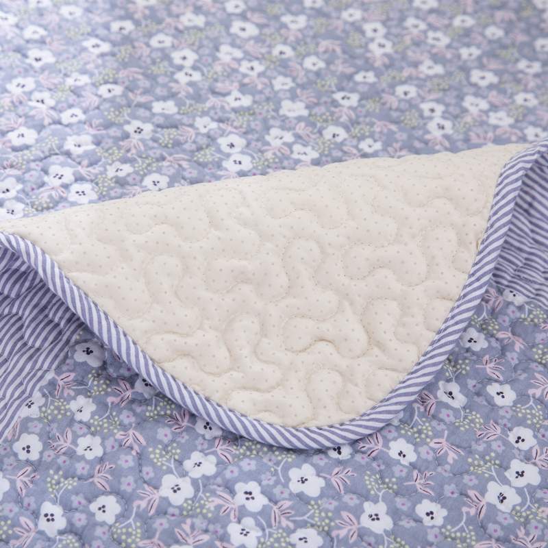 ソファーカバー 小花柄ストライプ縁取り二人掛け用ソファーカバー