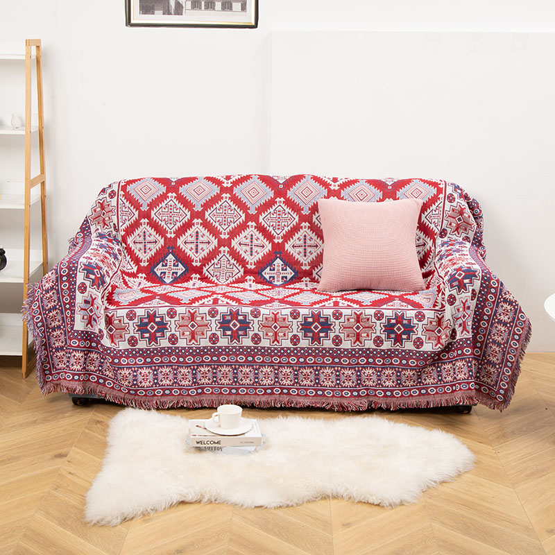 ソファーカバー 民族調幾何学模様ソファーカバー二人掛け用マルチカバー
