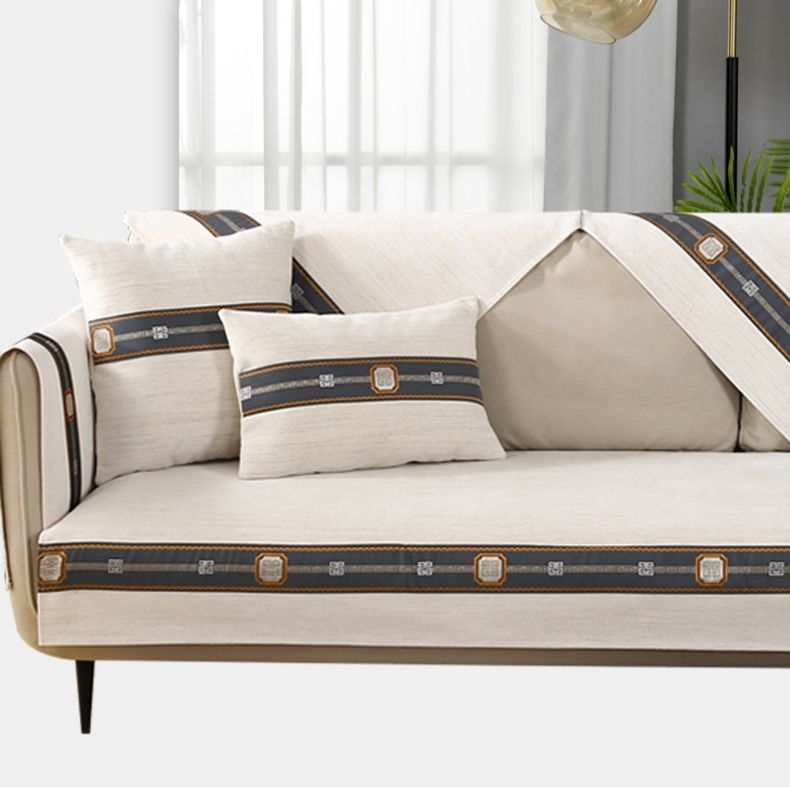 ソファーカバー 高級感あふれる幾何学模様装飾二人掛け専用カバー