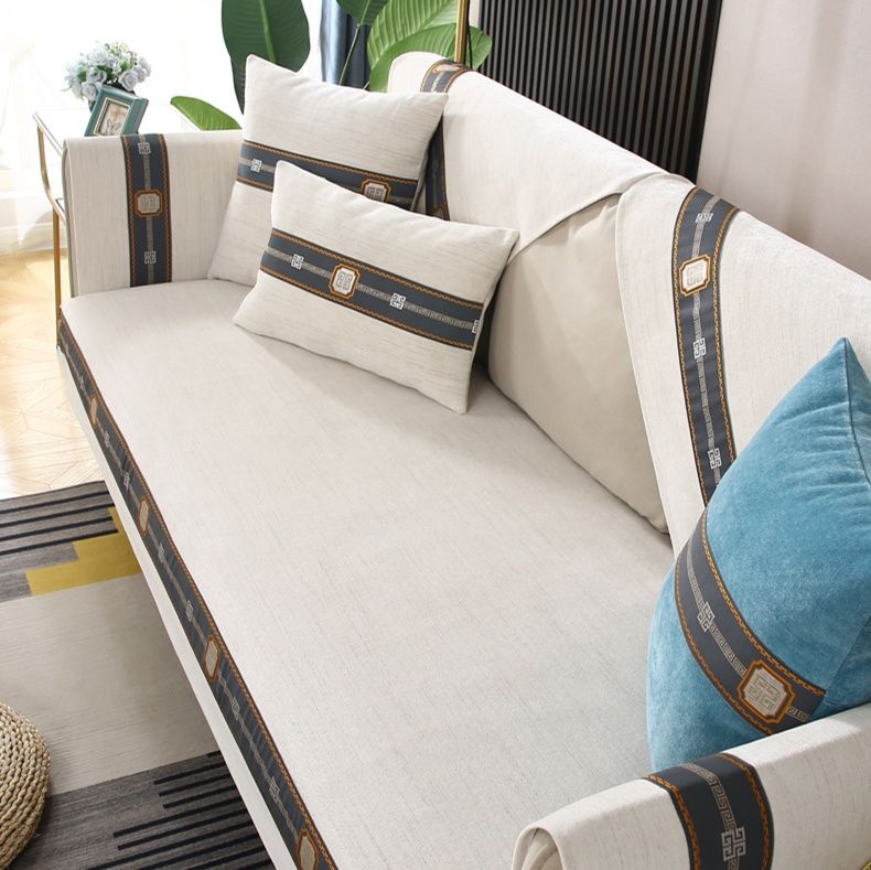 ソファーカバー 高級感あふれる幾何学模様装飾二人掛け専用カバー