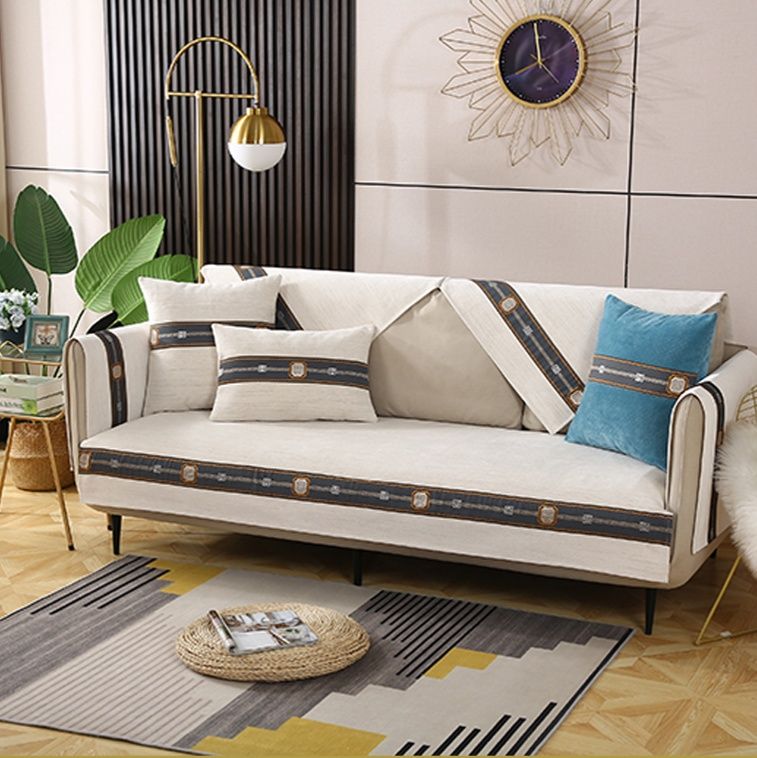 ソファーカバー 高級感あふれる幾何学模様装飾二人掛け専用カバー