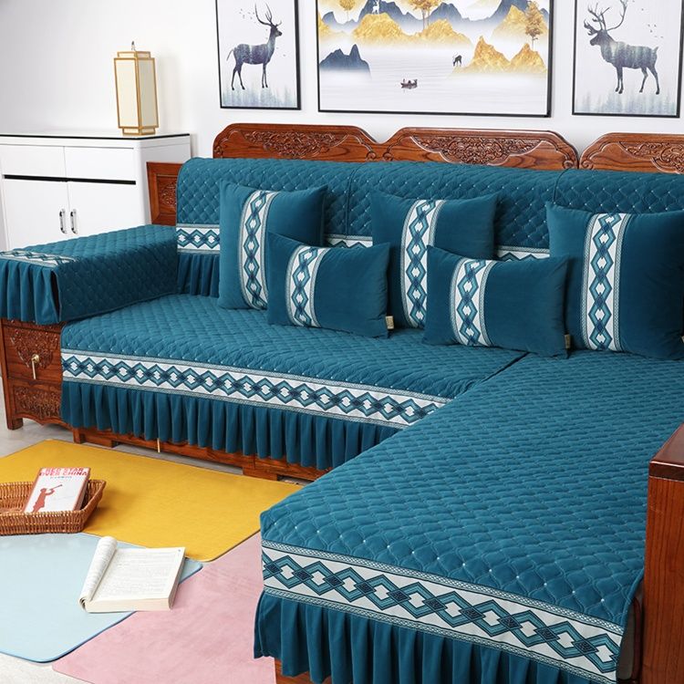 ソファーカバー 民族風幾何学模様付きキルティングソファーカバー