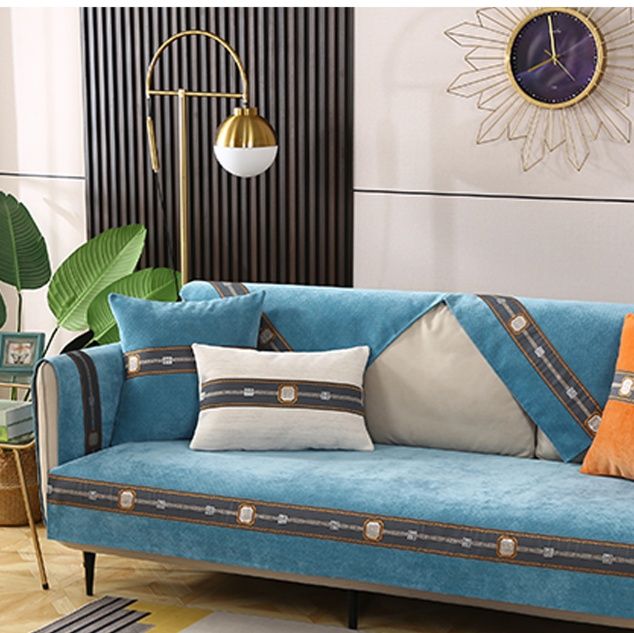 ソファーカバー 高級感あふれる幾何学模様装飾二人掛け専用カバー