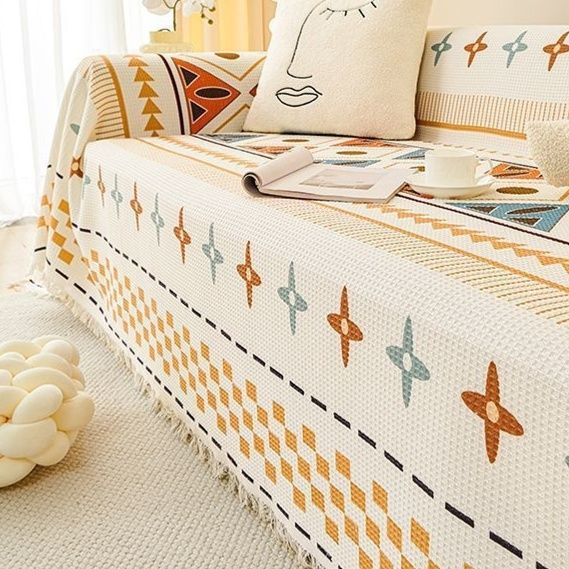 ソファーカバー 北欧風幾何学模様一体型ソファーカバー