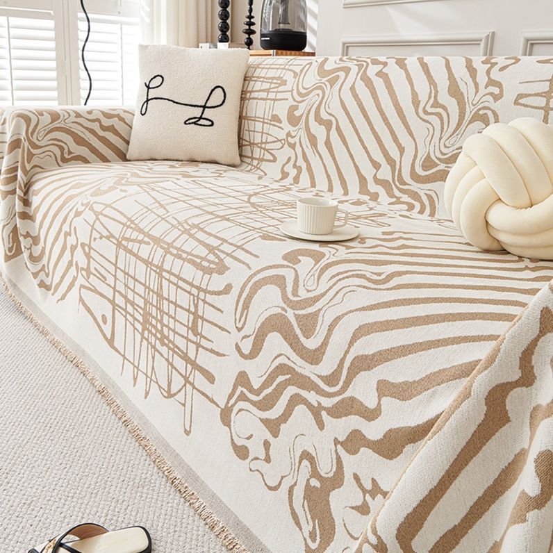 ソファーカバー 幾何学模様と抽象線画の北欧風マルチカバー