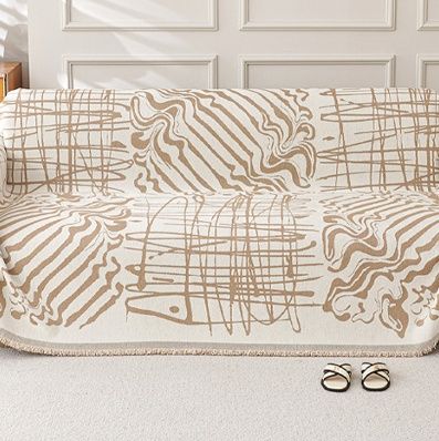 ソファーカバー 幾何学模様と抽象線画の北欧風マルチカバー